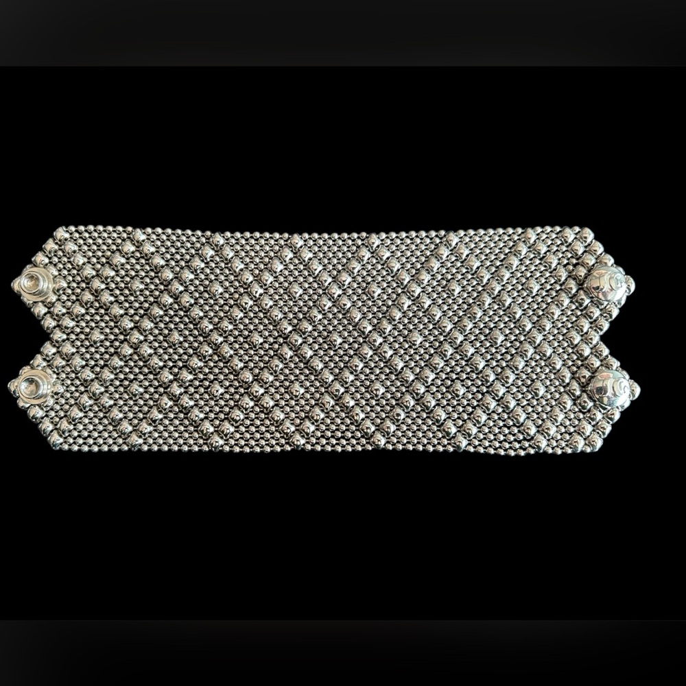 Sergio Gutierrez Liquid Metal Bracelet Silver Mesh Wide Statement Cuff